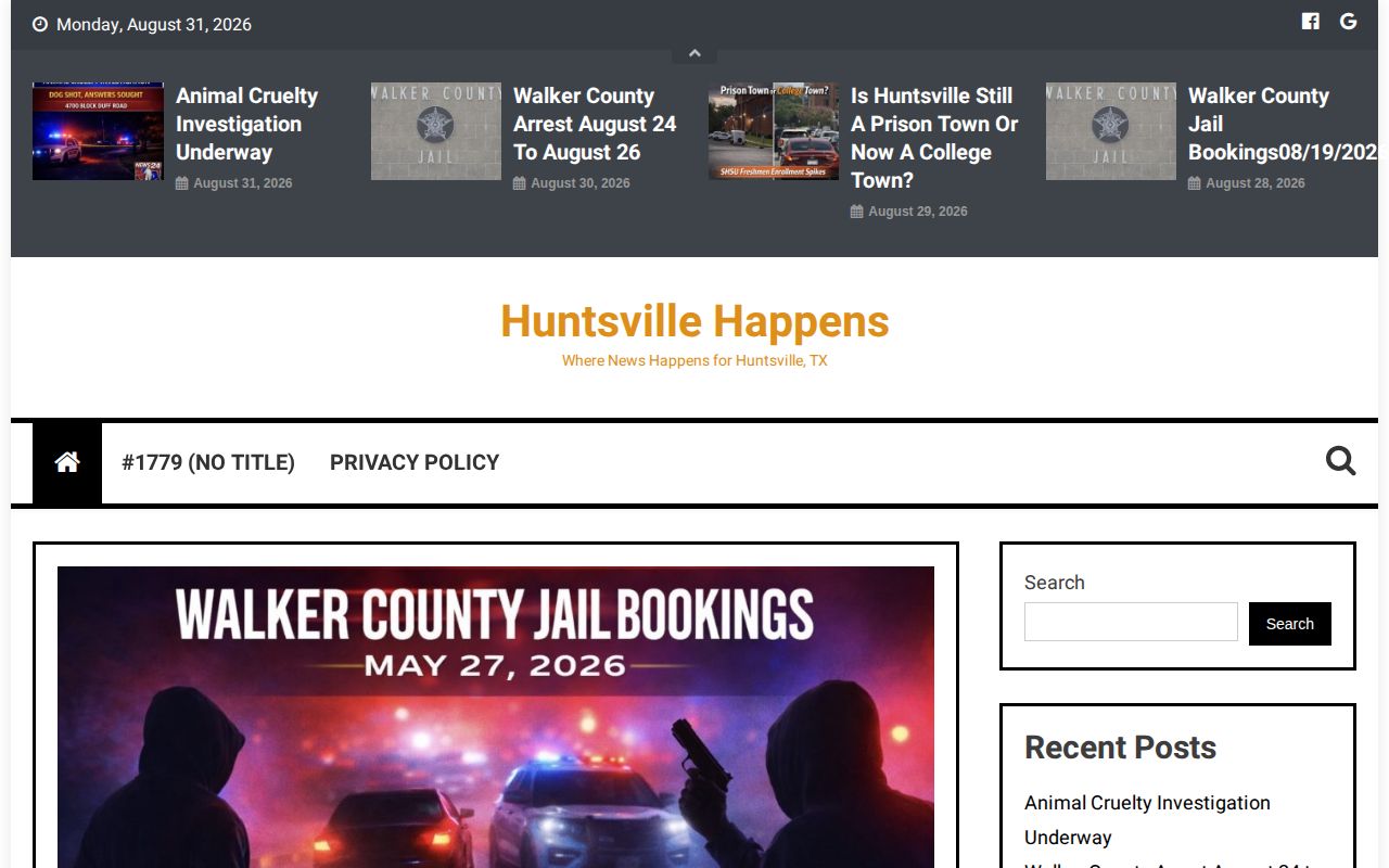 Walker County recent booking report from a local secondary source